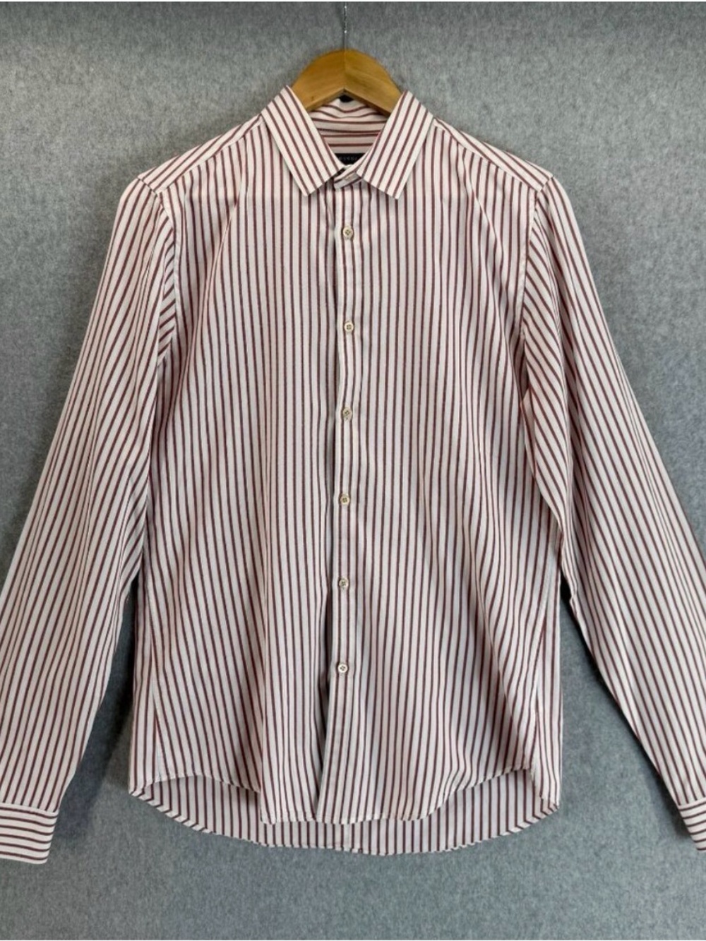 Gucci Red and White Vertical Stripe Men's Button-Down Shirt